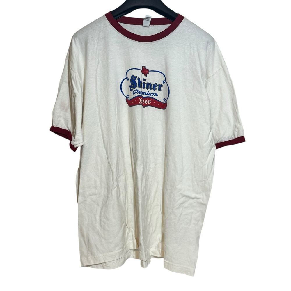 Vintage Size XXL Ringer T-shirt Texas Shiner Premium Beer Paper Tag Unisex